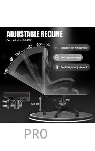 Sedia ergonomica per gaming, sedia per PC con altezza e inclinazione regolabili