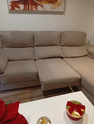 Sofá Chaiselongue color topo Tela antimascotas