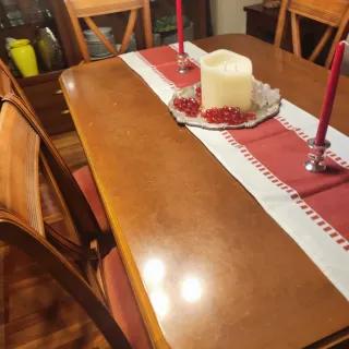 Juego Comedor Madera y Tela