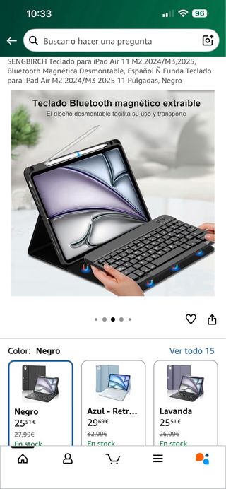 Teclado iPad Air 11 M2/M3 2024/2025 Negro