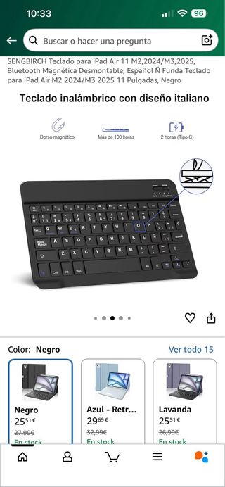 Teclado iPad Air 11 M2/M3 2024/2025 Negro