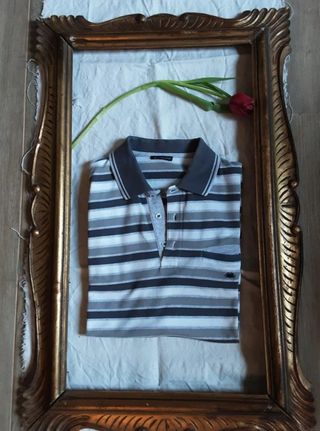Polo uomo cotone righe grigie e bianche