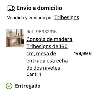 Consola madera 160cm mesa entrada