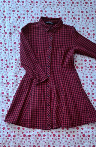 Vestido cuadros manga larga