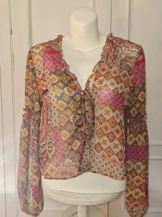 Blusa Crop Patchwork Romántica Talla Única