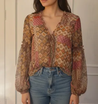 Blusa Crop Patchwork Romántica Talla Única