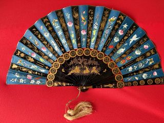 Abanico Oriental Antiguo Decorado