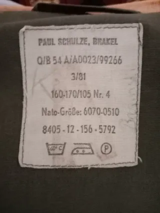 Parka Militar Paul Schulze, Brakel Alemania