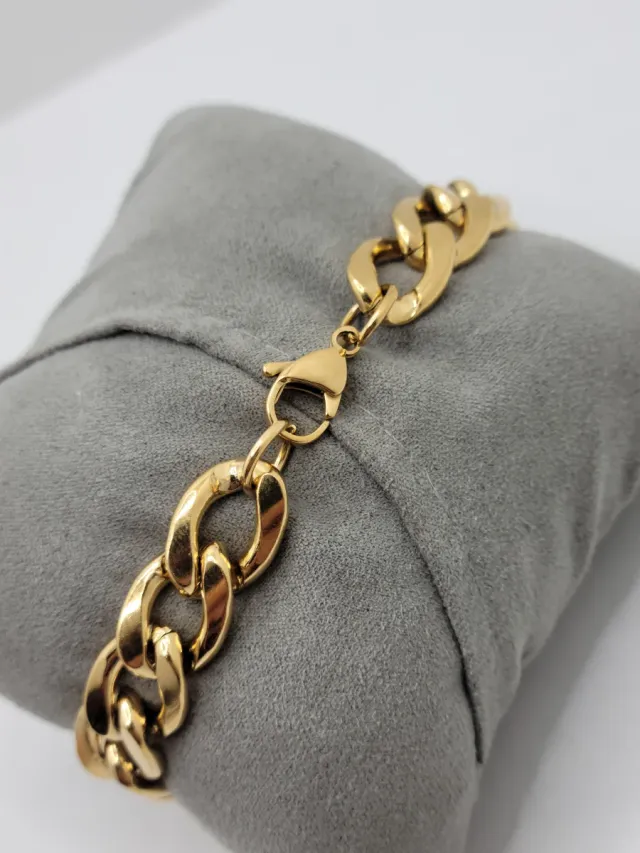 Pulsera esclava acero quirúrgico chapado en oro