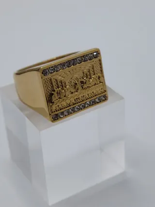 Anillo La Última Cena Chapado en Oro