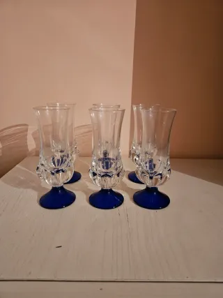 Set 6 Bicchieri Vintage Vetro Blu