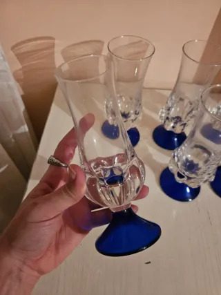 Set 6 Bicchieri Vintage Vetro Blu