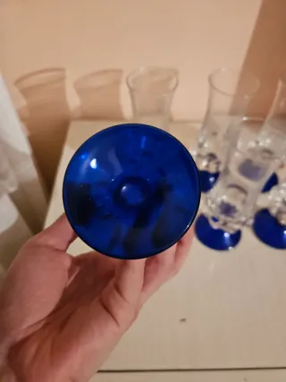 Set 6 Bicchieri Vintage Vetro Blu