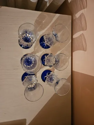Set 6 Bicchieri Vintage Vetro Blu