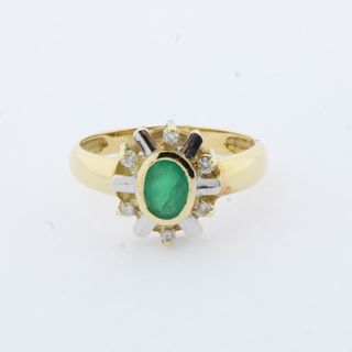 Anillo Oro 18k Esmeralda y Diamantes