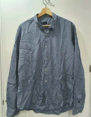 Camisa manga larga cuadros azul y blanco de Zara