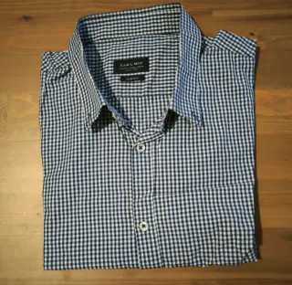 Camisa manga larga cuadros azul y blanco de Zara