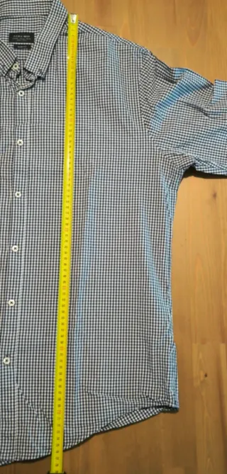 Camisa manga larga cuadros azul y blanco de Zara