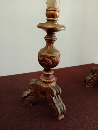 Portacandele in metallo e legno