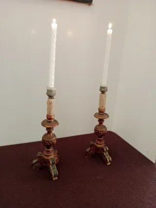 Portacandele in metallo e legno