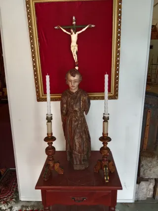 Portacandele in metallo e legno