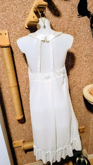Vestido gasa blanco y dorado talla única