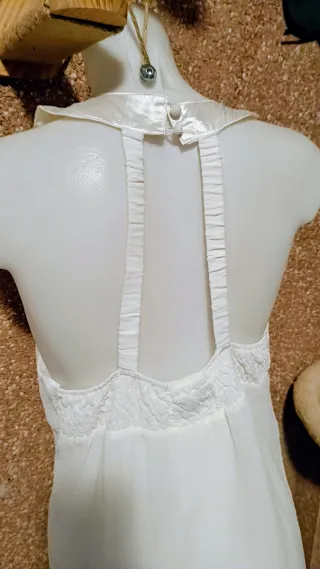 Vestido gasa blanco y dorado talla única