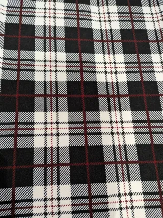 Vestido manga larga cuadros blanco y negro