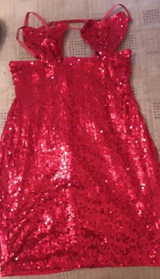 Vestido fiesta lentejuelas rojo