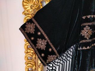 Mango Top Fiesta Negro Bordado Flecos Talla M