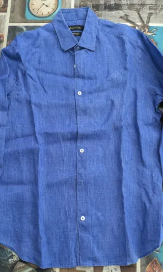 Camisa Lino Massimo Dutti Azul Hombre. No envío