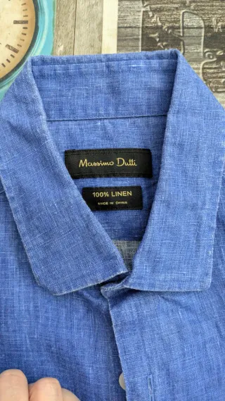 Camisa Lino Massimo Dutti Azul Hombre. No envío