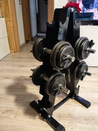 Soporte de pesas con 4 mancuernas