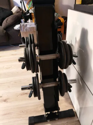 Soporte de pesas con 4 mancuernas