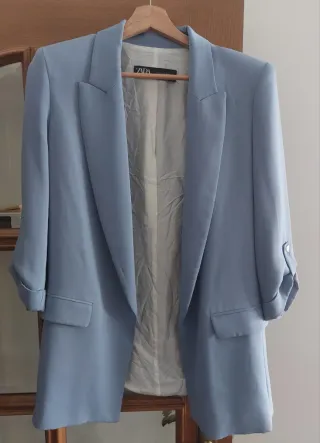 Blazer Zara Azul Claro T. S
