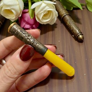 Antico bocchino argento scena Lourdes raro