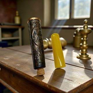 Antico bocchino argento scena Lourdes raro