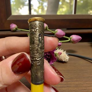 Antico bocchino argento scena Lourdes raro