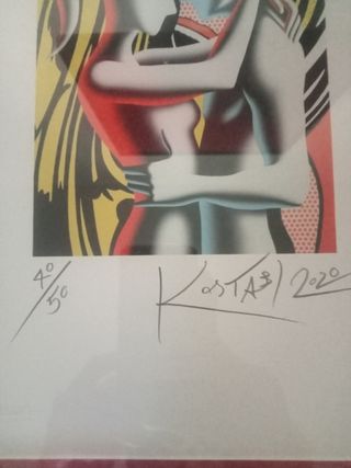 Quadro Mark Kostabi con cornice e certificato