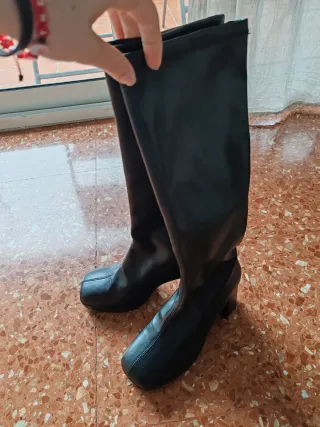 Botas altas negras tacón ancho