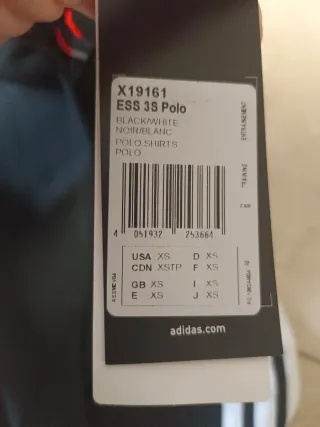 Polo Adidas sin estrenar Negro Talla Xs