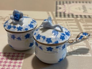 Set 2 Tazzine Porcellana Blu Floreale