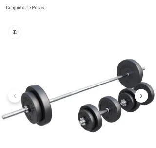 Barra larga y mancuernas con discos marca GORILLA.