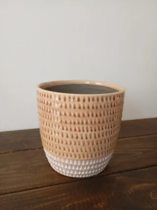 2 Vasi di Ceramica Beige e Bianco