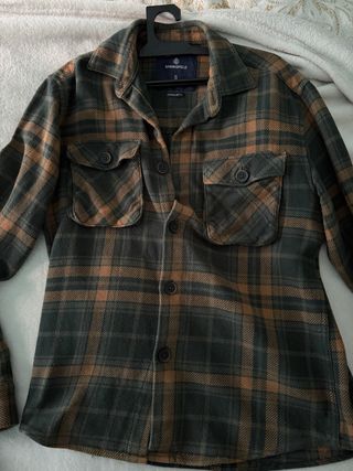 Camisa Springfield cuadros verde y marrón Talla S