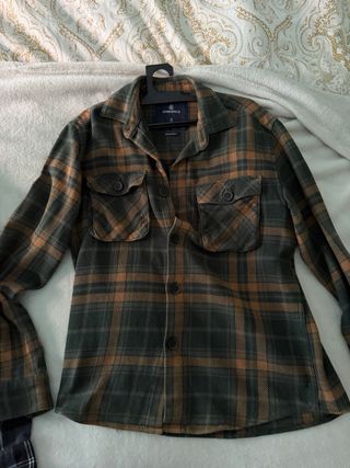 Camisa Springfield cuadros verde y marrón Talla S