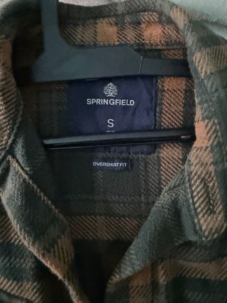 Camisa Springfield cuadros verde y marrón Talla S