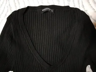 Jersey canalé negro manga larga