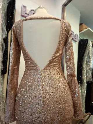 Vestido lentejuelas dorado talla XS