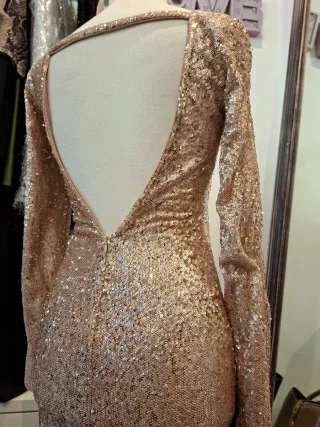 Vestido lentejuelas dorado talla XS